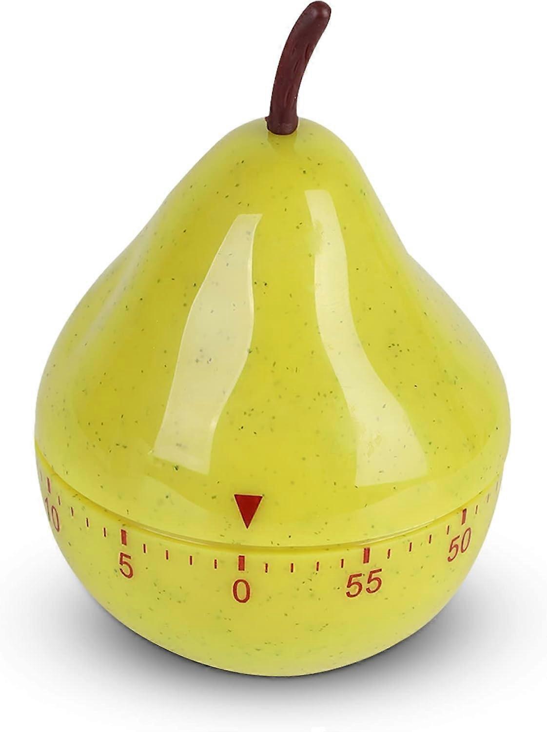 Cute Pear Kitchen Timer, Wind Up Cooking Timer Mechanical Rotating Alarm Reminder Countdown Timer Gift for Cooking Baking(1pc, yellow)