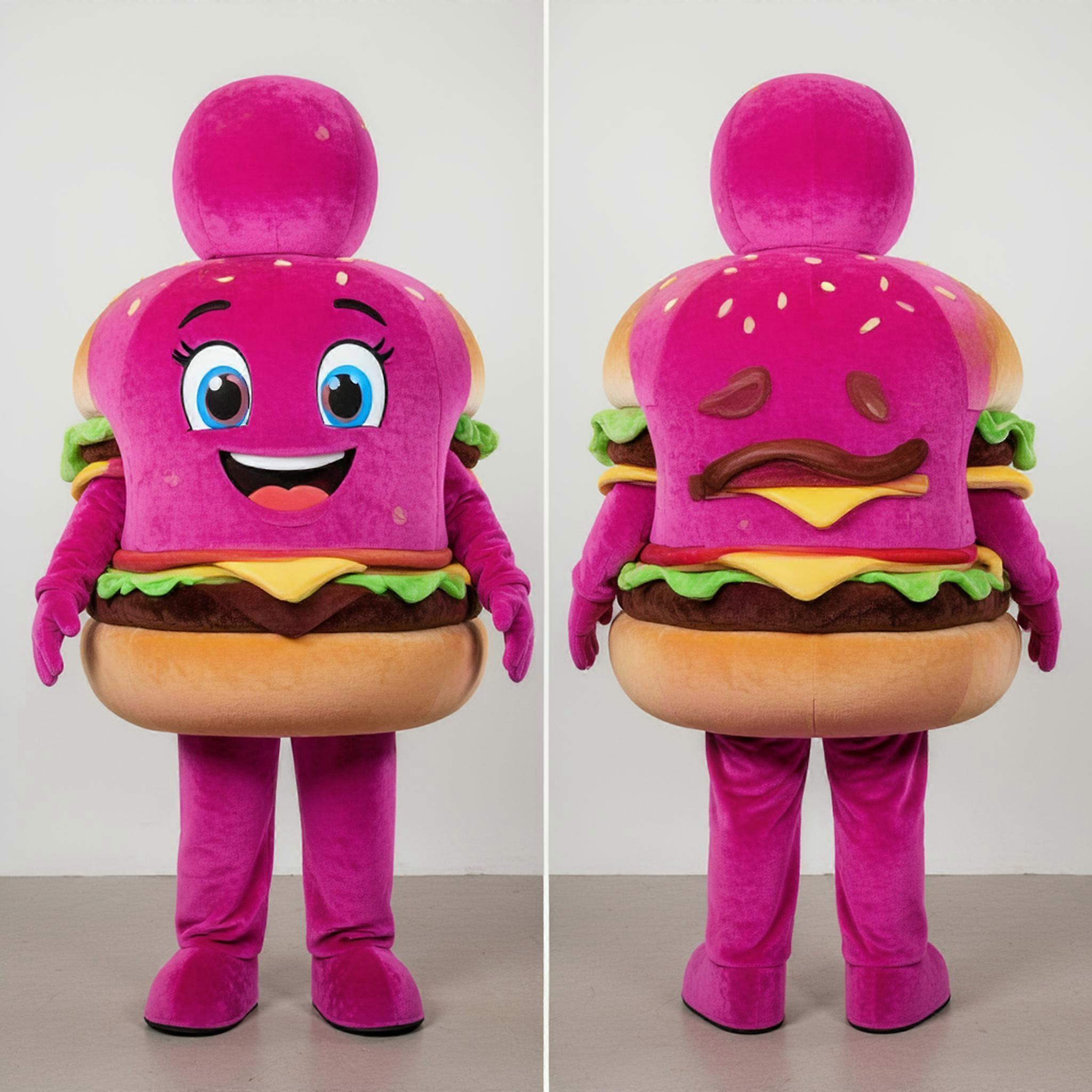 MASTICOT Magenta Vibrant Hamburger Mascot