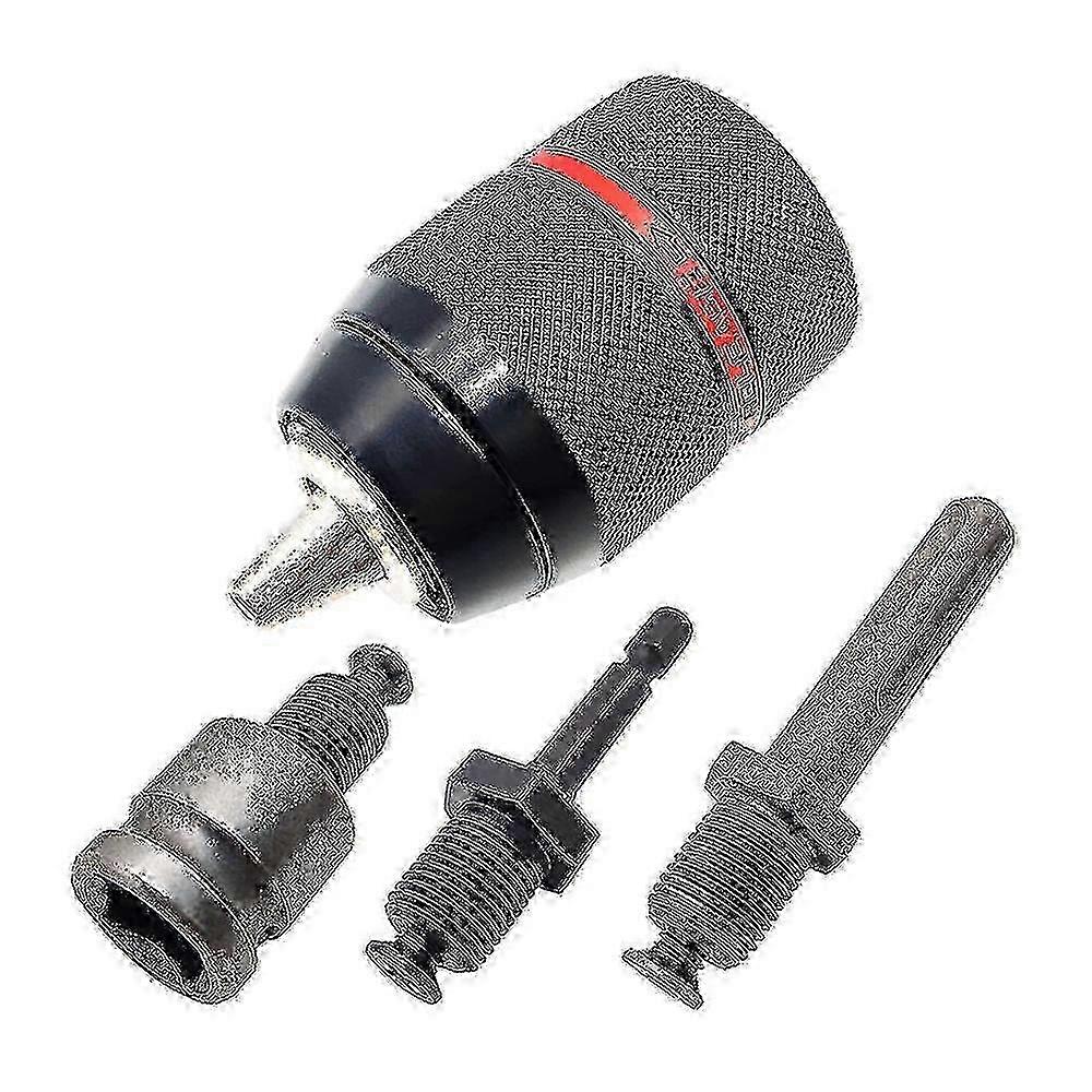 Drill chuck conversion kit, 1/2 inch, including various connectors suitable for multiple tools