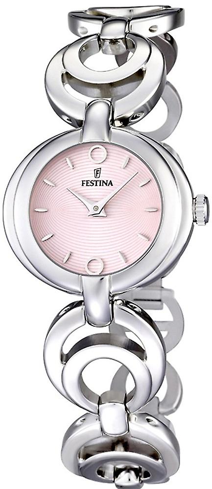 Festina F16617/3 Orologio Da Donna: Cassa E Bracciale In Acciaio, Quadrante Rosa, Al Quarzo