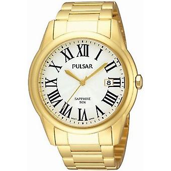 Pulse dress quartz analog man watch with stainless steel bracelet plated in gold PS9178X1