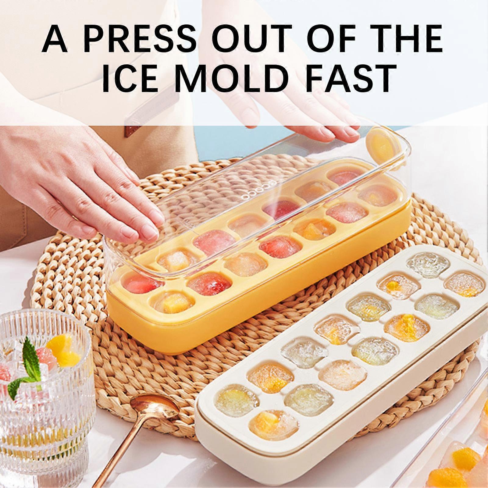 Ice Cubes Stencils Box Easy Release Mini Tray with Removable Cover Stackable Spill Resistant