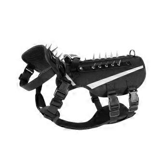 Studded Dog Walking Gear with Three Removable Pieces, Touch-Fastening Backing, Press Attachments, and Construction  XS