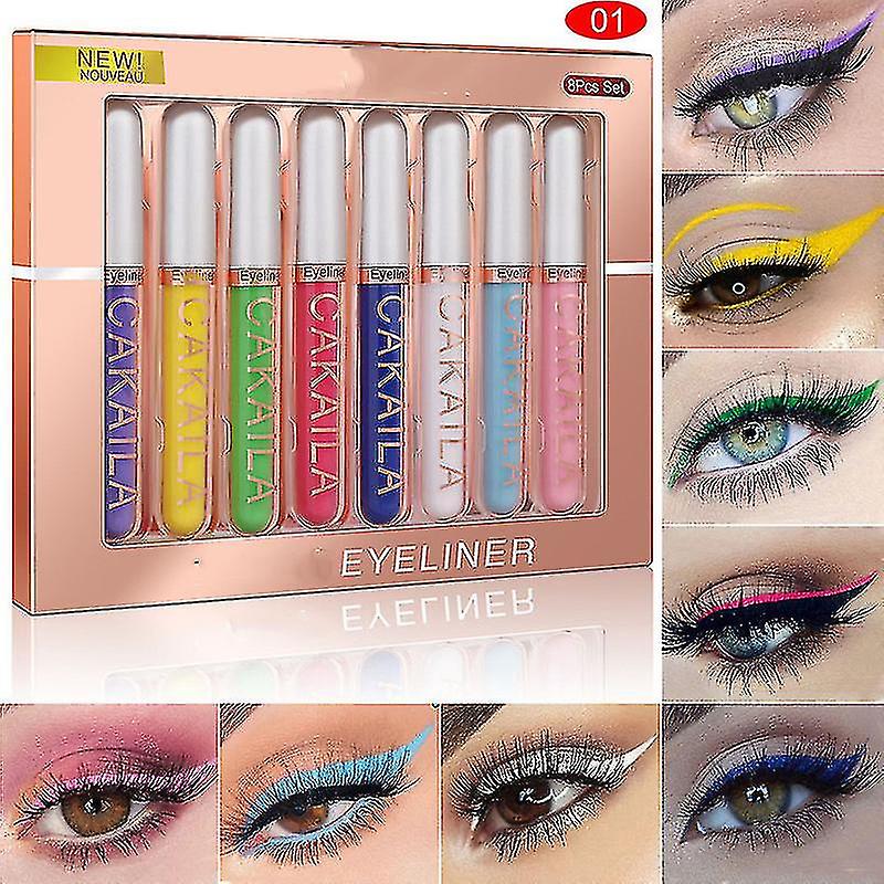 Matte Liquid Eyeliner Set, 8 Colors Liquid Matte Eyeliner Smudgeproof Waterproof Long Lasting Eyeliner Pencils Set
