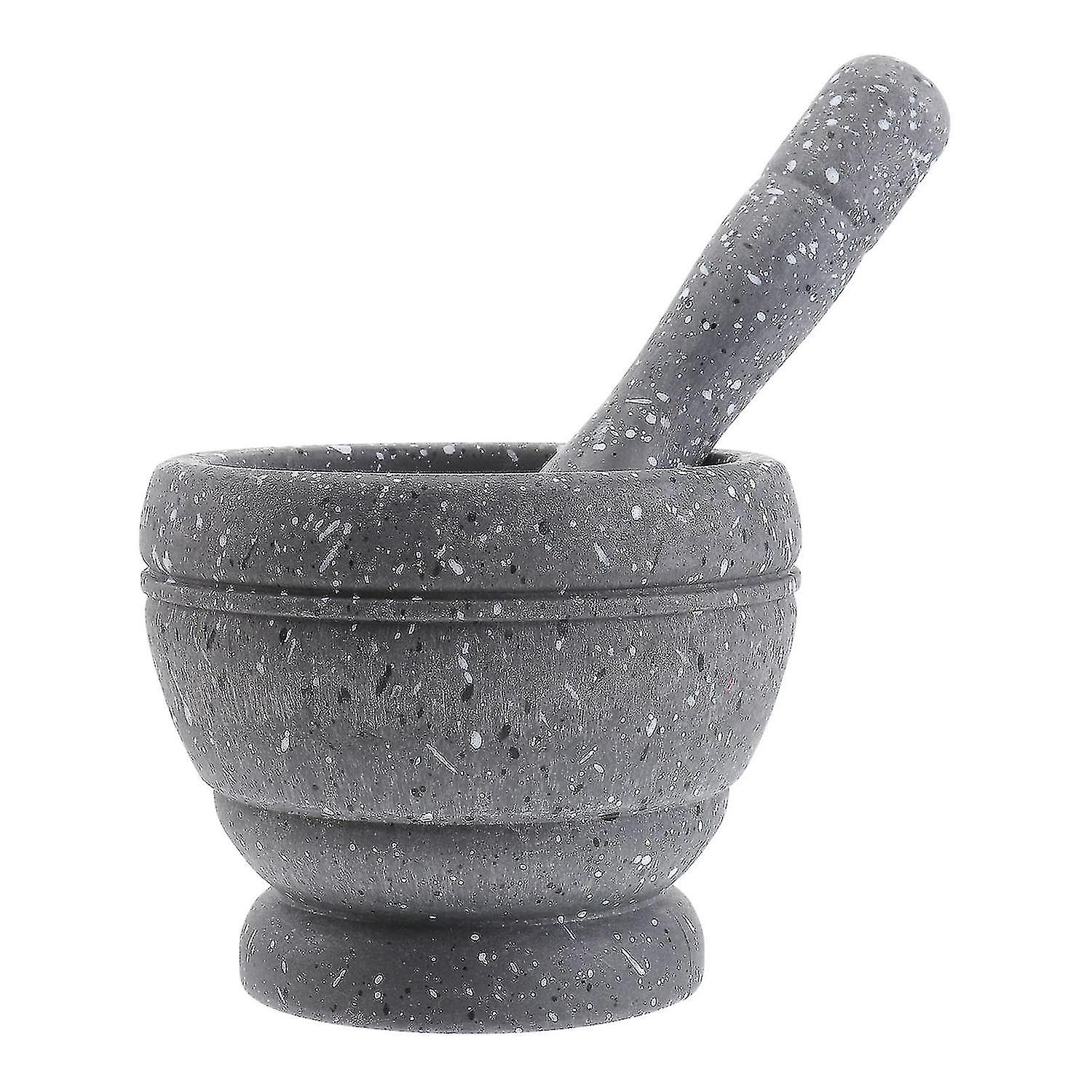 Pp Plastic Kitchen Household Garlic Pugging Pot Pedestal Bowl Mortar And Pestle Set(granitic Pattern