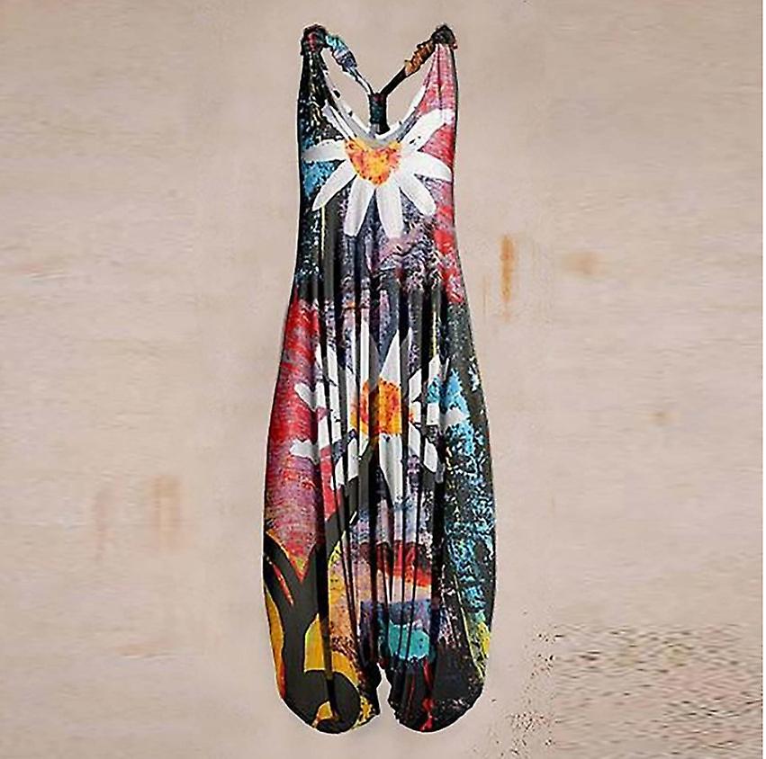 Kvinner Baggy Harem Dungarees Overalls Hippie Boho Jumpsuit Stripe Romper Playsuit