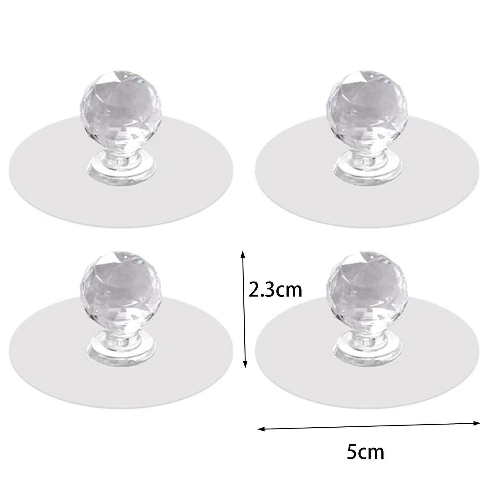 Transparent Round Drawer Pull Self - Adhesive Diamond Handle for Wardrobe 4pcs
