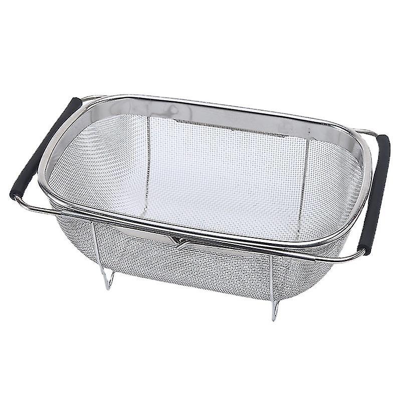 مطبخ سلة مصفاة شبكية دقيقة للسلالة ، التصريف ، شطف الفواكه والخضروات 50 * 37.5 * 50 سم قطعتين فوق الحوض الفولاذ المقاوم للصدأ البيضاوي مع Expandab