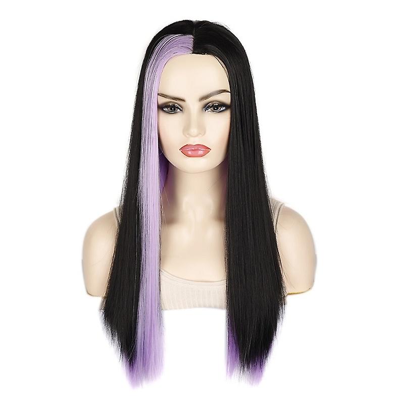 Side Bangs Highlight Color Long Straight Wig