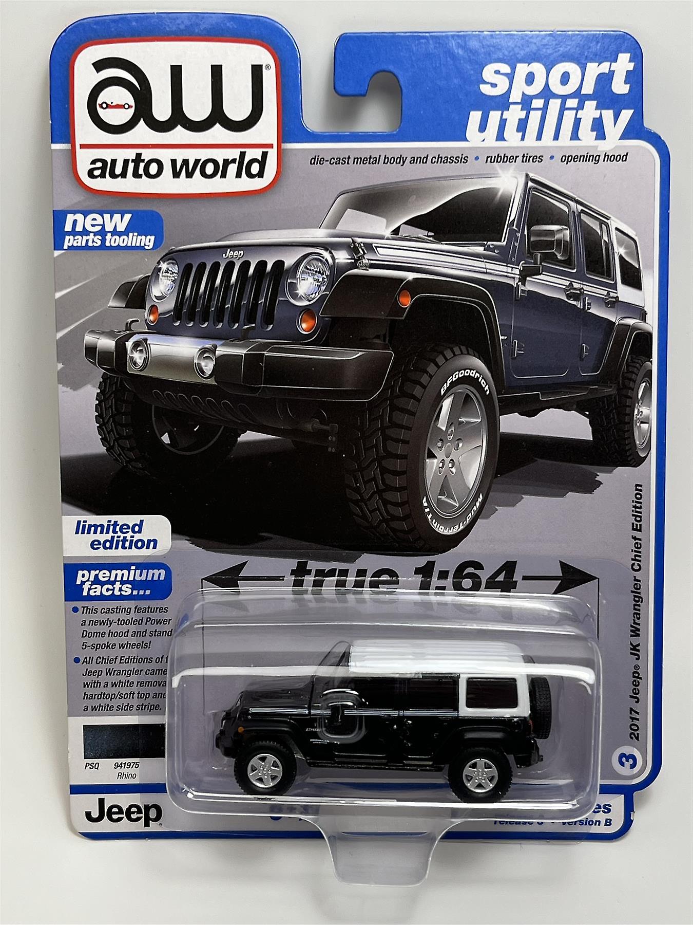 2017 Jeep JK Wrangler Chief Edition Rhino 1:64 Scale Autoworld AW64372B