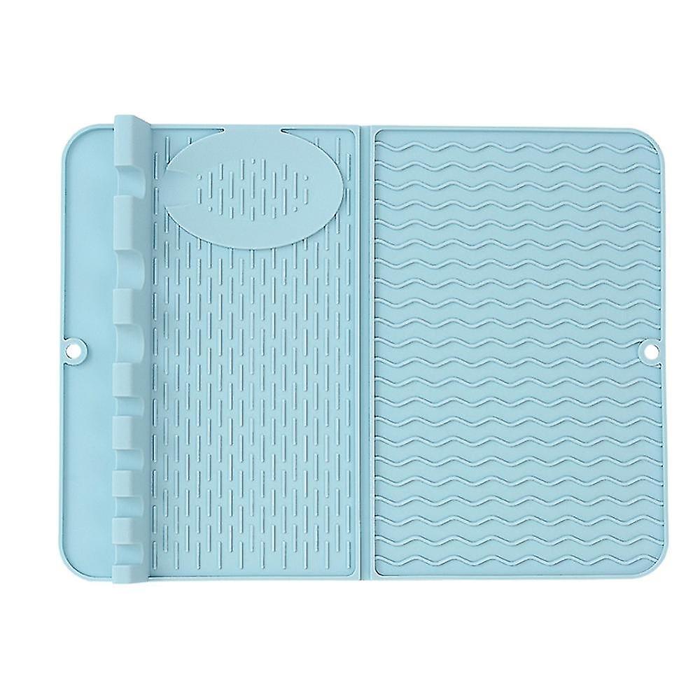 Square Dish Drying Mat Heat Resistant Dining Tableware Mat Blue