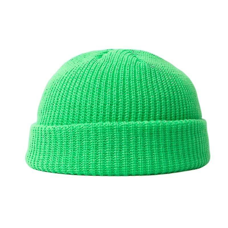 Cold Hat Winter Warm Pullover Hat Versatile Double Knit Wool Hat Solid Color Fashion Outdoor Hat-r