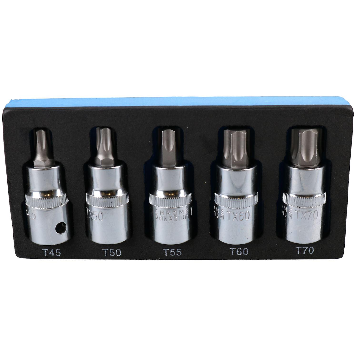 1/2" Drive Male Torx Star Sockets Bits T45 T50 T55 T60 T70 5pc Set