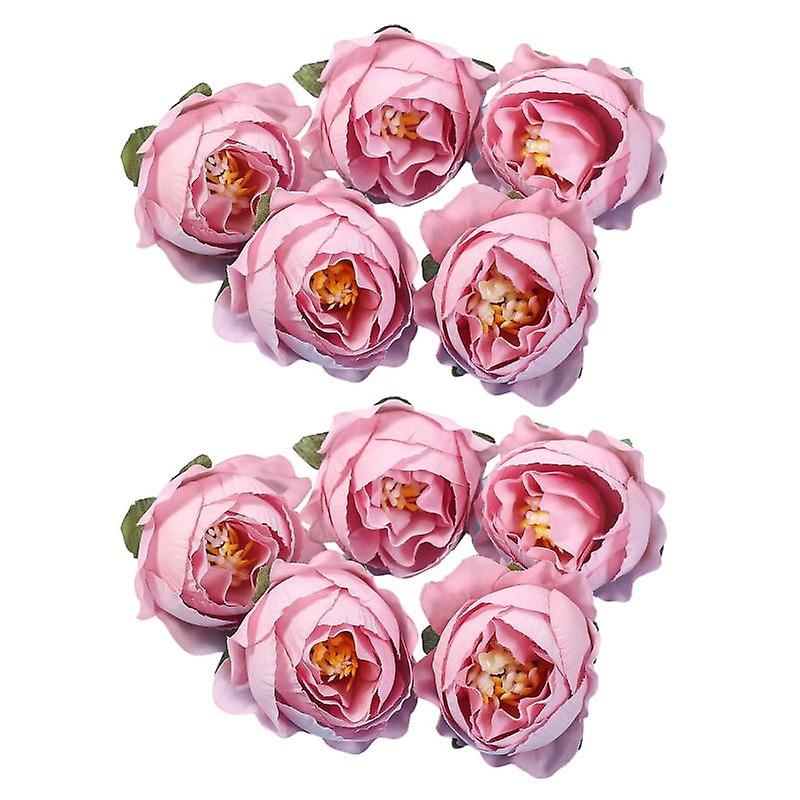 10Pcs 4.5cm Artificial Flower Head Retro DIY Realistic Decorative Handcrafts Faux Rose Head Home Dec