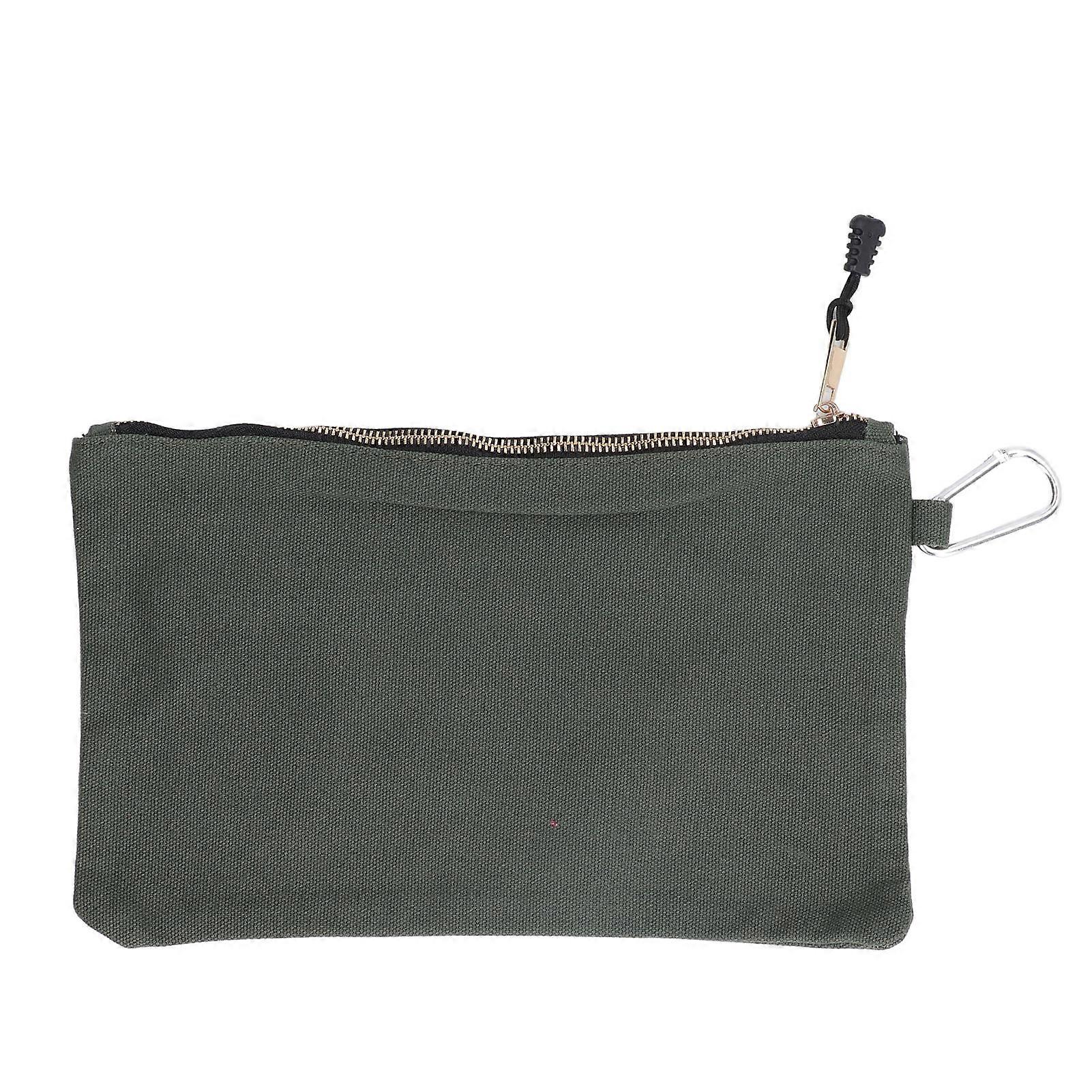 Zip Bag, Tool Bag with Zip, Versatile, Made of Canvas, Waterproof, Portable, with Carabiner for Storage (Green)
