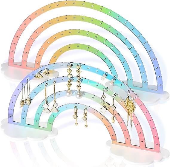 Iriserende øredobber Stand 74 hull Display Rainbow Iridescent øredobber Smykker Display Stand Holder Oppbevaringsstativ Plast Clear Akryl Earbb Stand St
