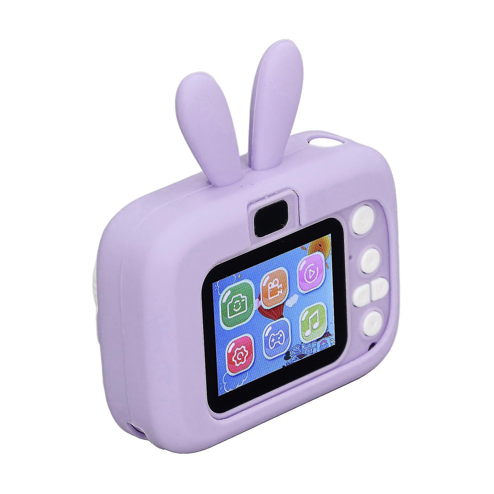 Kids Camera 2.0 Inch Color Display Timed Recording Rich Effects Video Camera Toy with 32G Memory Card and Reader Purple