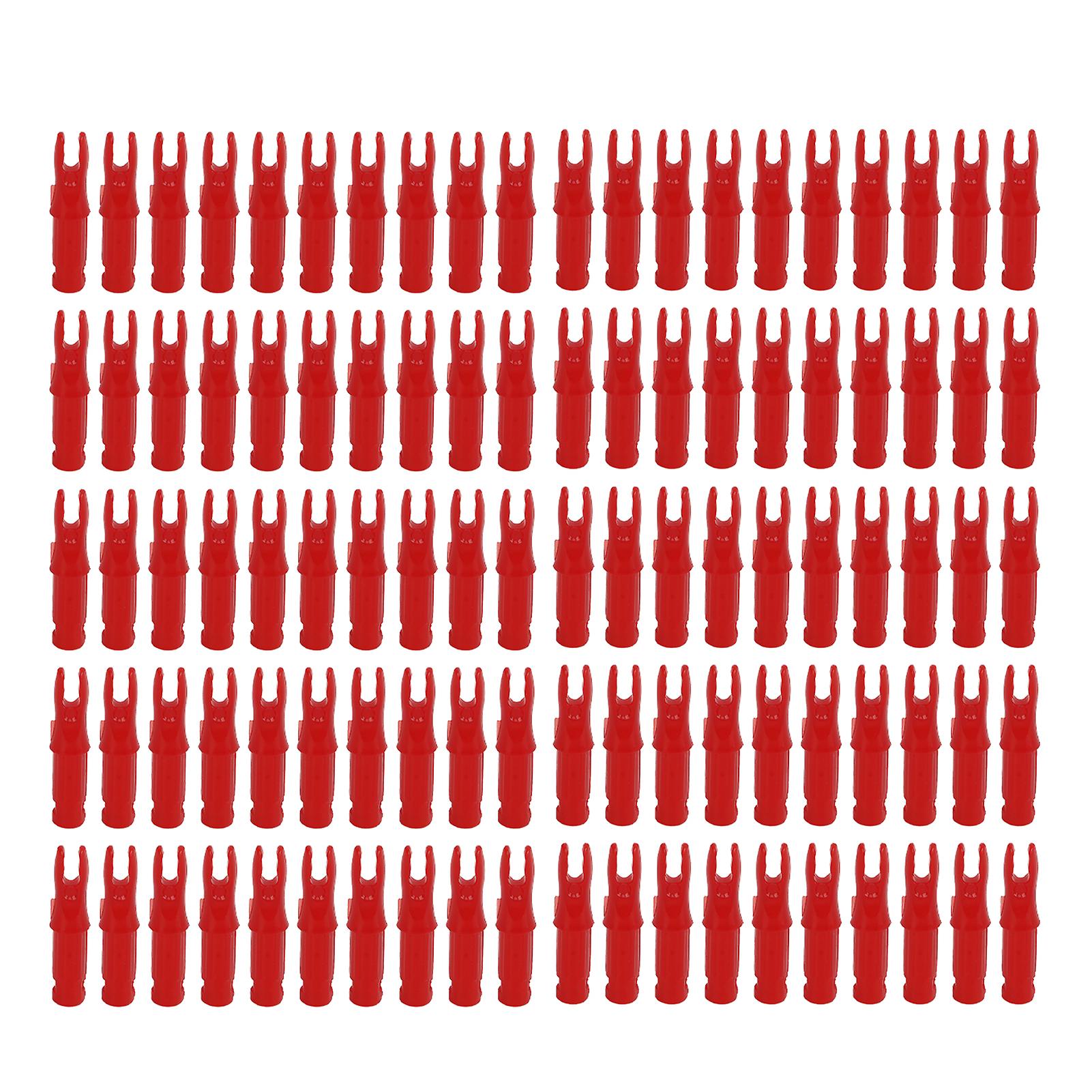 100pcs Archery Arrow Nock Durable Plastic Insert Arrow Nocks Light Weight Arrow Nocks Replacement for Archery Bow Red
