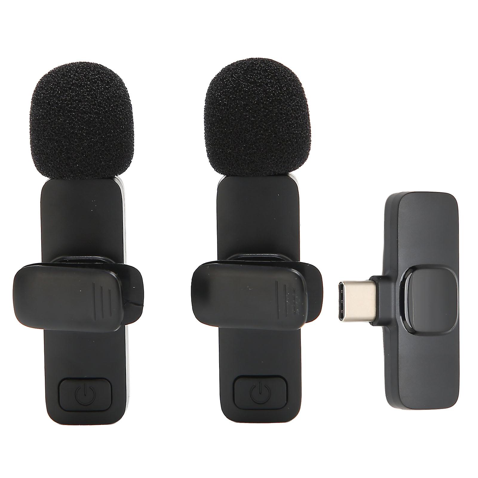 Wireless Lavalier Microphone One Tows Two Plug and Play Noise Reduction Mini Lapel Microphone for Recording Live Stream K9 Type C 
