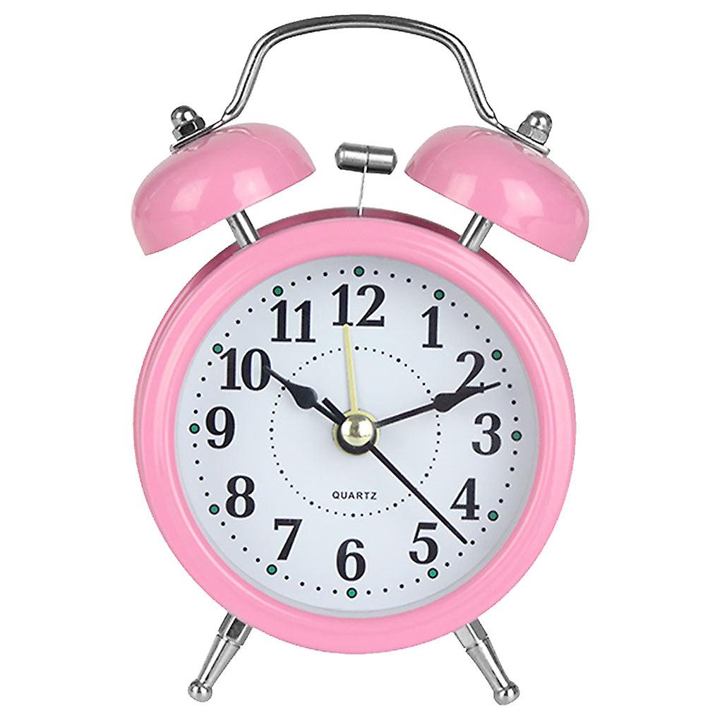 3 Inch Twin Bell Alarm Clock Metal Frame 3d Dial With Backlight Night Light Desk Table Clock For Home Office