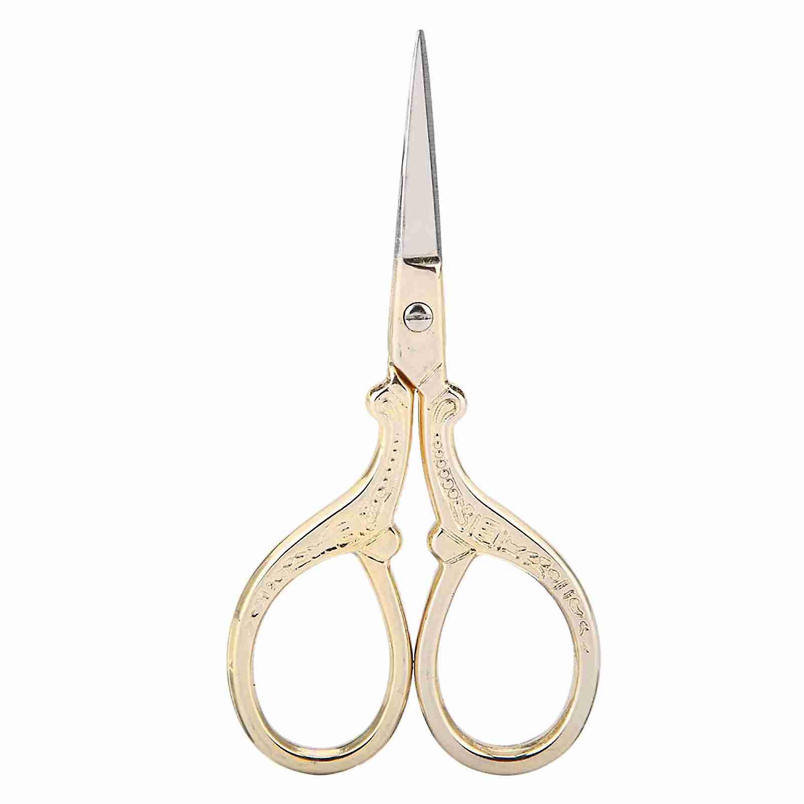 Antique Sewing Scissors for Cross Stitch, Embroidery Tool, Small Scissors (Gold)