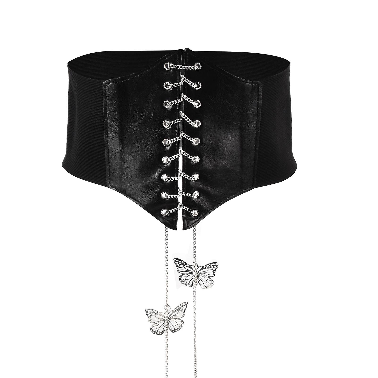 Black Corset Belt Unique Design Vintage Style PU Leather Comfortable Durable Waist Corset Belt