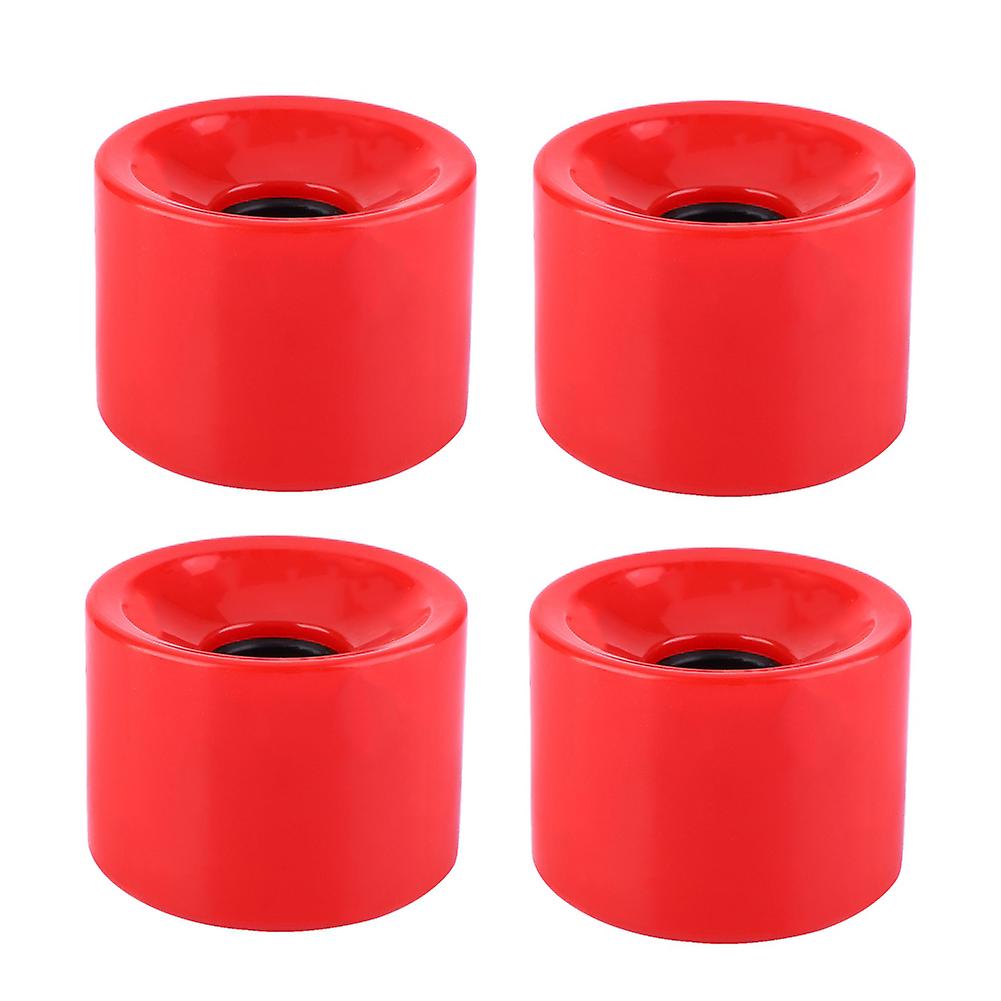 BuyWeek Skateboard Wheels, 4Pcs Longboard Wheels PU Cruiser Wheels for Skateboarders (70 * 51mm) (Red)