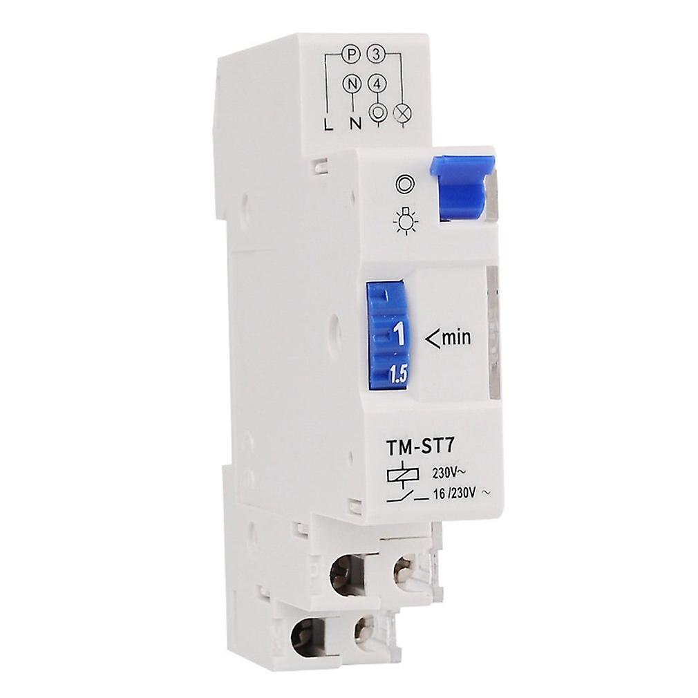 New Tm-st7 220v 7 Minutes Mechanical Timer 18mm Single Module Din Rail Staircase Timer Time Switch Instruments Timer Switch