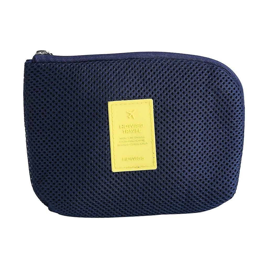 HDWISS Portable Earphone Data USB Cable Travel Case Organizer Pouch Storage Bag Deep Blue