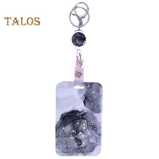 ID Badge Holder with Retractable Reel Exquisite Pattern Easy to Use Vertical Name Key Card Holder Case