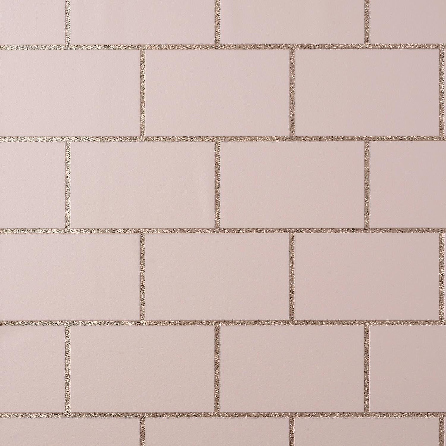 Metro Tile Blush Rose Gold Wallpaper