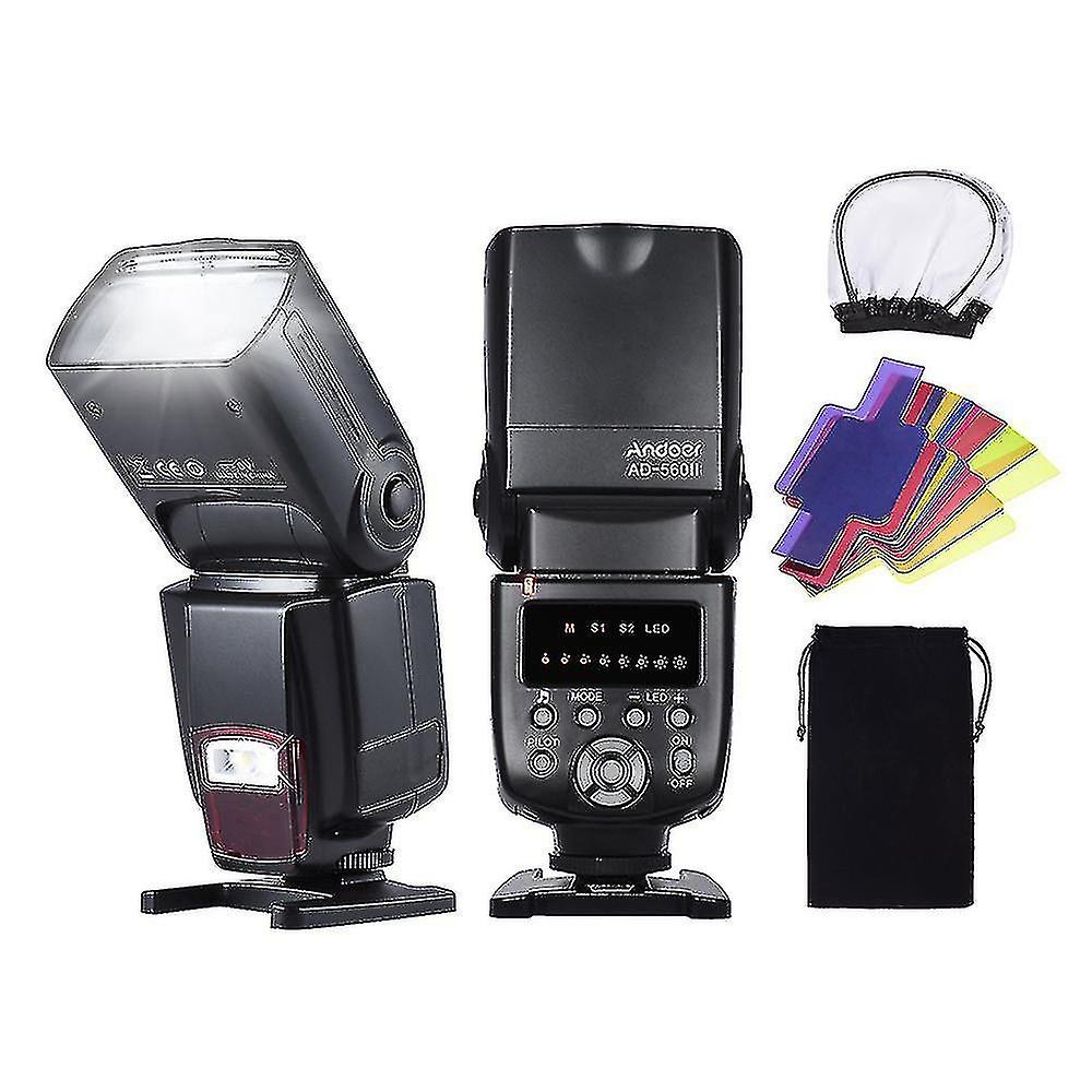 Andoer ad-560ii pro universal flash speedlite on-camera flash gn50 with color filters diffuser hot s