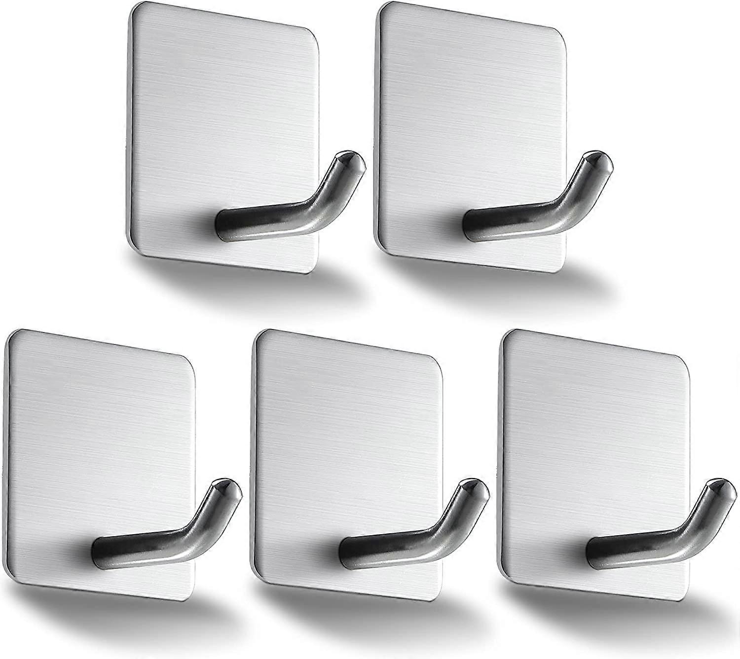 Hooks Self-adhesive towel hooks without drilling Wall hooks 4 pieces adhesive hooks stainless steel for kitchen and bathroom 4.5*4.5cm