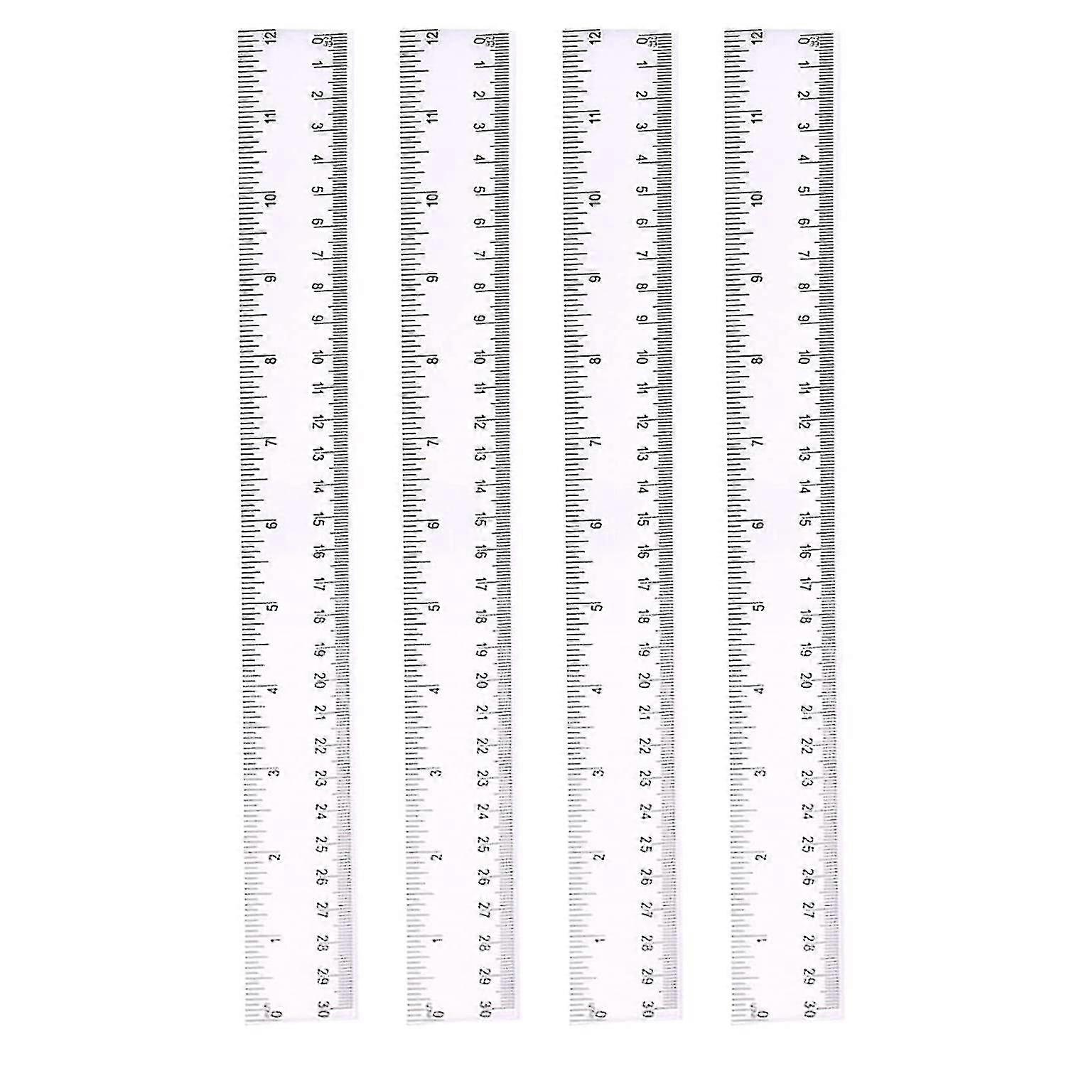 4 Pack 30cm Ruler Multi Pack Clear Ruler Measuring Tools