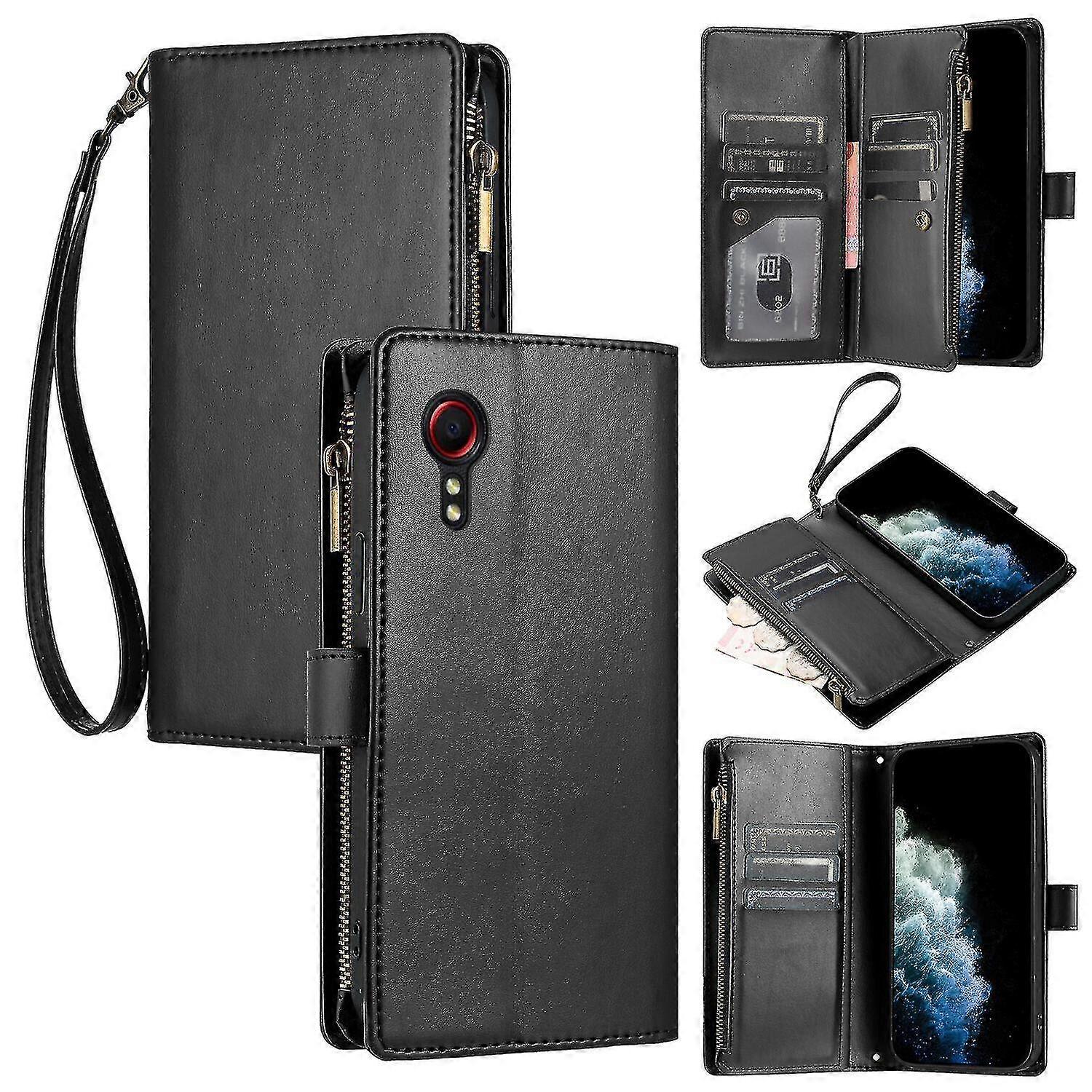 Συμβατό με Samsung Galaxy Xcover 5 θήκη Pu δερμάτινο flip cover φερμουάρ πορτοφόλι κουλοχέρηδες κάρτας μαγνητική θήκη για Samsung Galaxy Xcover 5