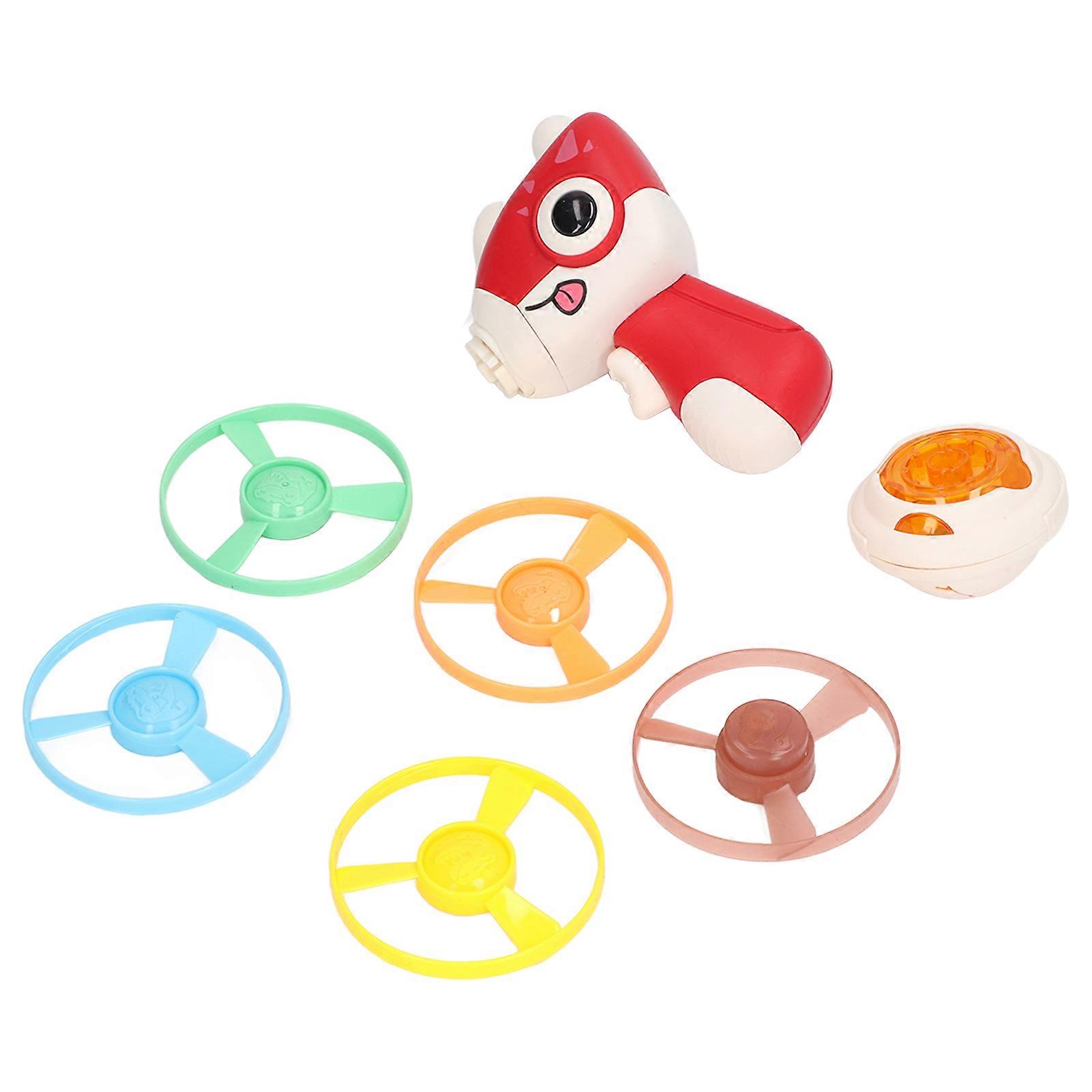 Led Light Up Gyroscope Top Toy Cartoon Dinosaur Bright Color Interactive Educational Launch Flying Disc Toy Red