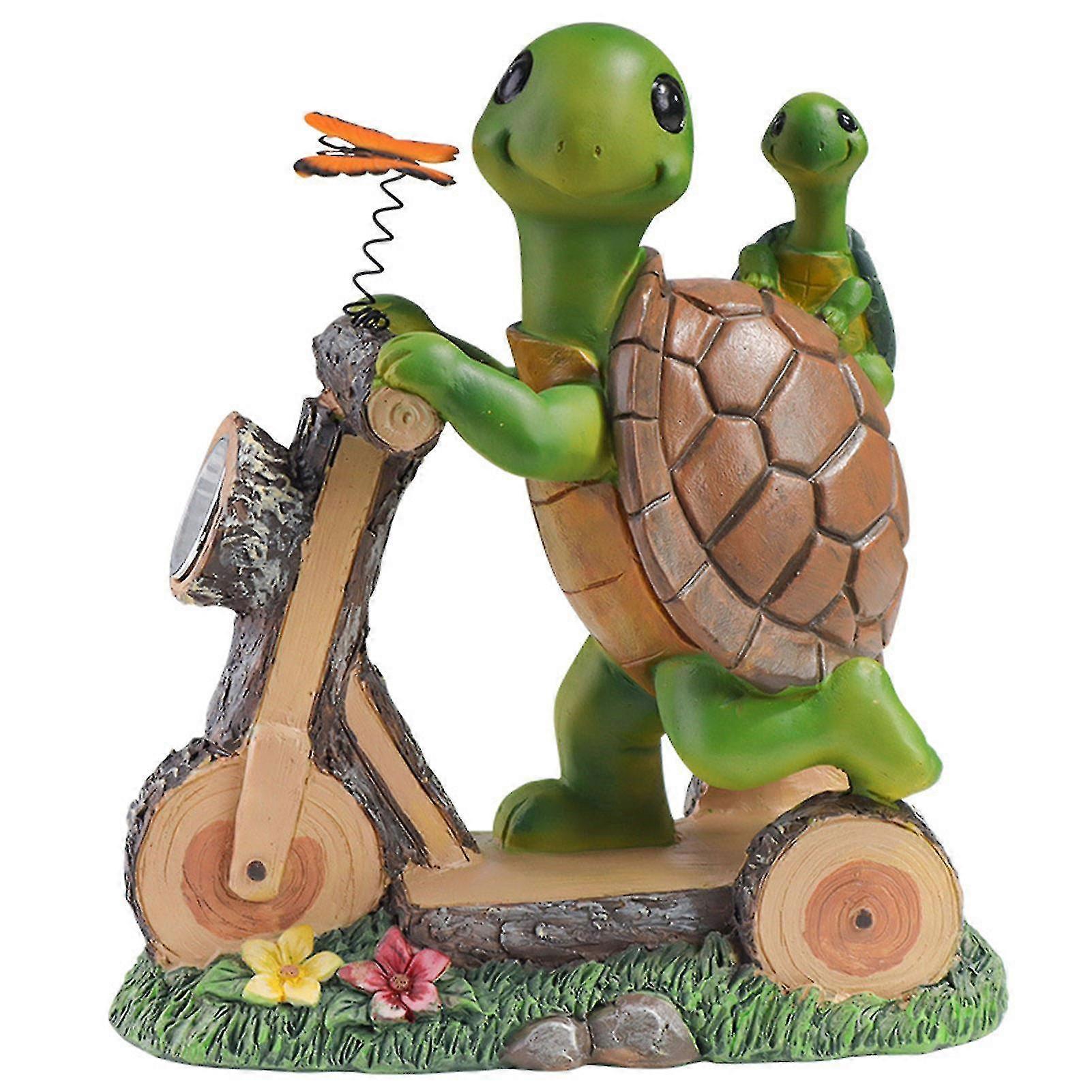 Solar Lamp Resin Turtle Cycling Courtyard Night Light Ornaments Cute Turtle Butterfly Garden Courtyard Decoration