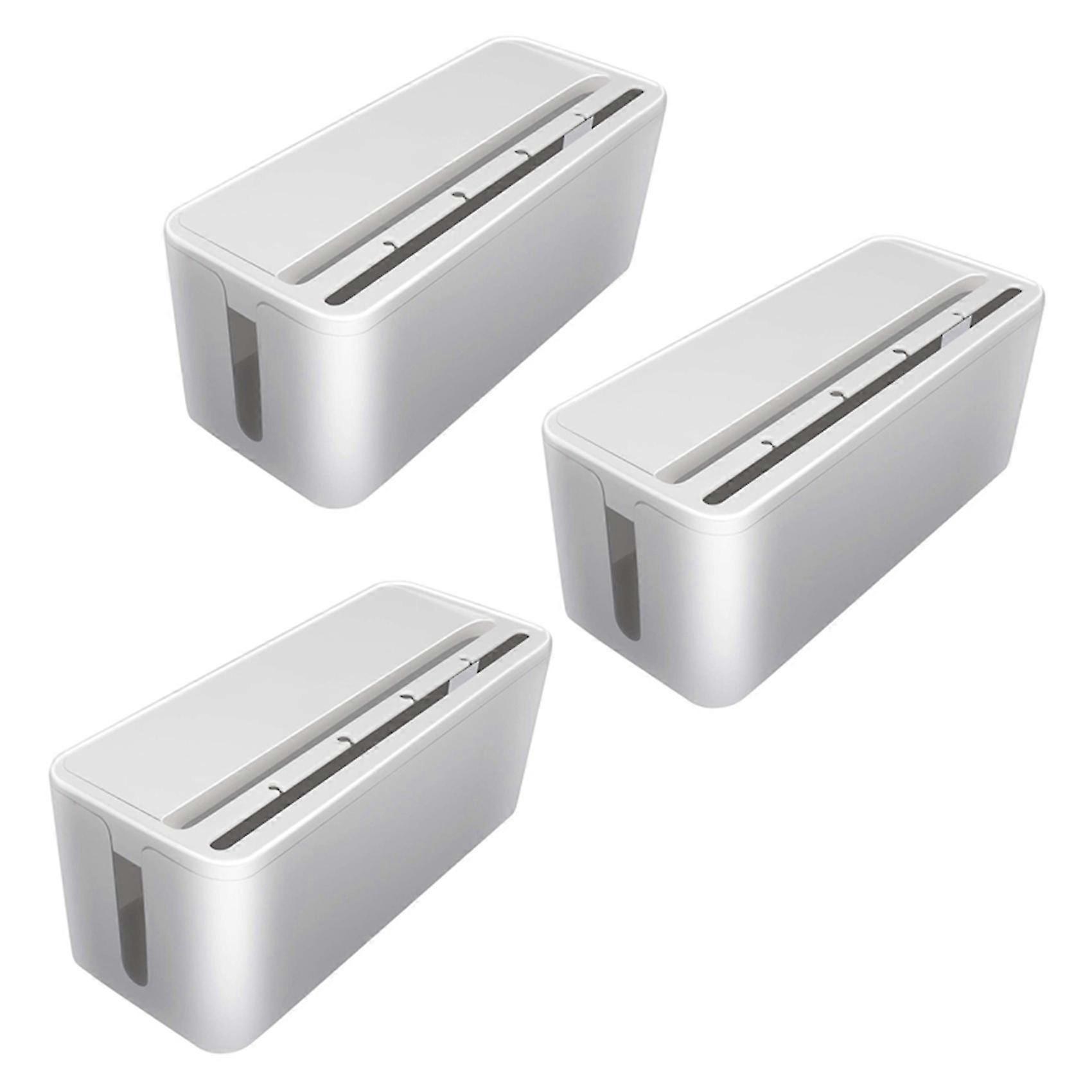 3x Cable Management Box, Abs Cable Organizer Cord Hider Box, Computer Power Lines, Route Cables, Un