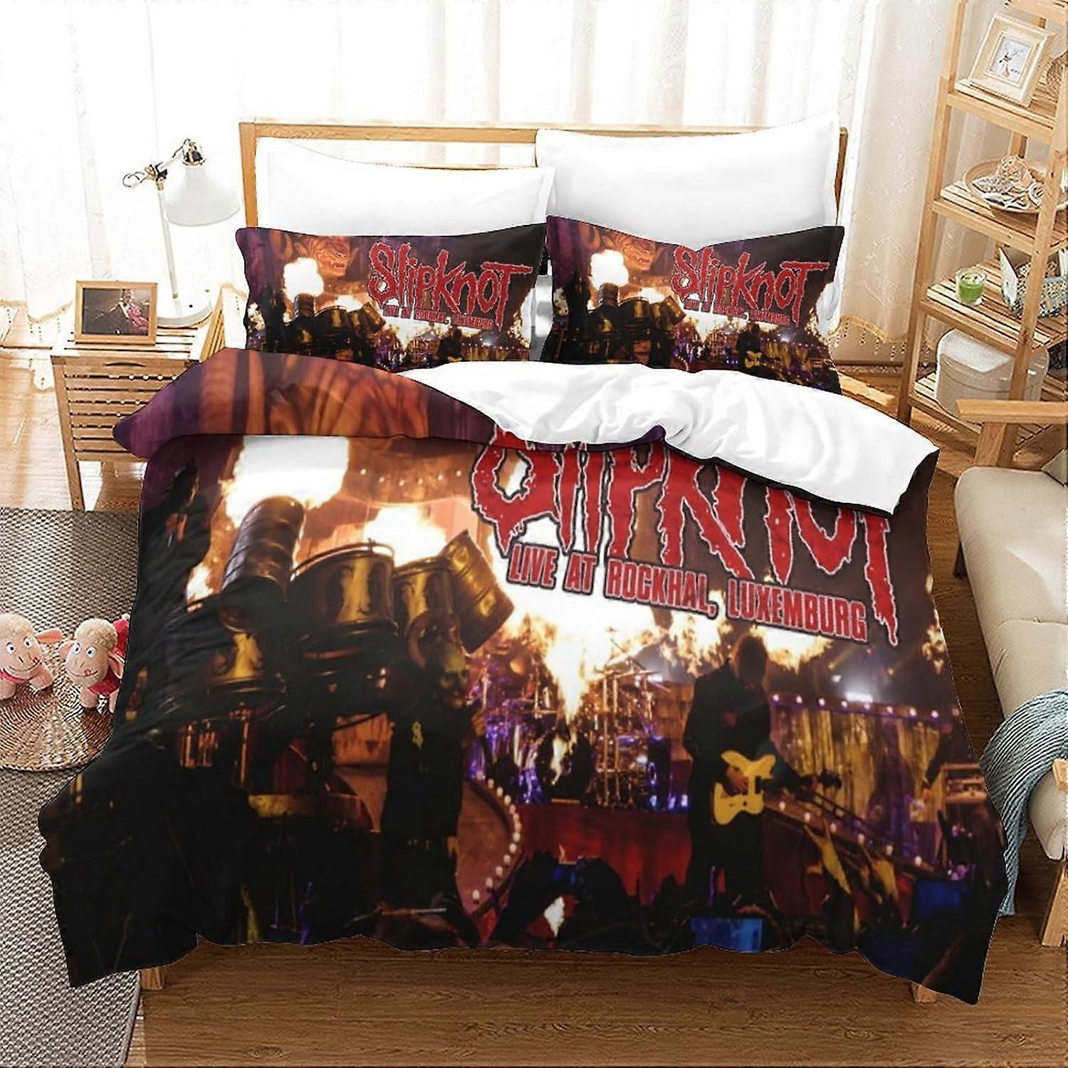 3D Cyfrowy Slipknot Print Trzyczęściowa pościel Poszewka na kołdrę z mikrofibry i poszewka na poduszkę Cartoon Game Poszwa na kołdrę Zestaw pościeli 3 szt