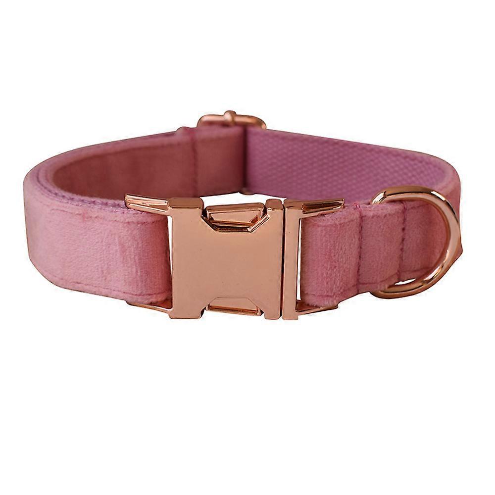QQDD Velvet dog collar and leash, super soft and smooth, heavy duty gold buckle, adjustable dog collar