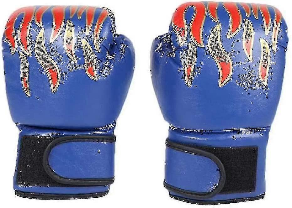 Flame Kids Boxing Gloves With Adjustable Wrist Strap - Joint Protection During Fights - 3-12 Years - Mma, Muay Thai - Blue