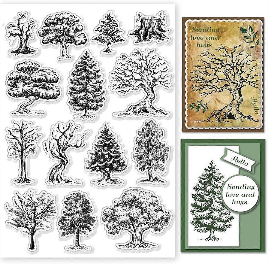 1Sheet Nature Woods Trees Clear Silicone Stamps