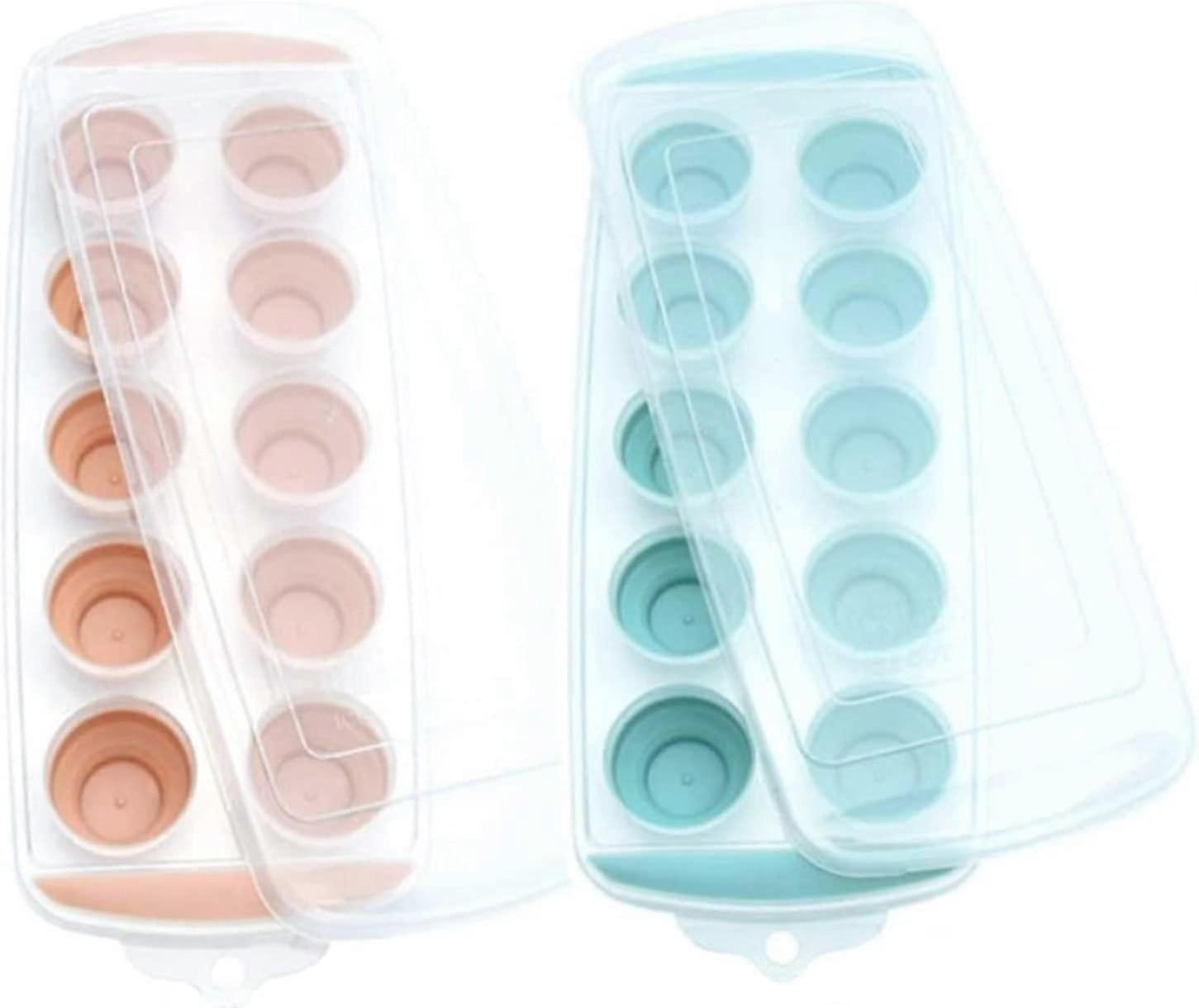 Ice Cube Tray Soft Bottom Ice Cube Tray Easy Removal Removable Lid Ice Cube Tray Silicone Ice Cube Container Ice Cube Trays Food Grade Silica For Frui