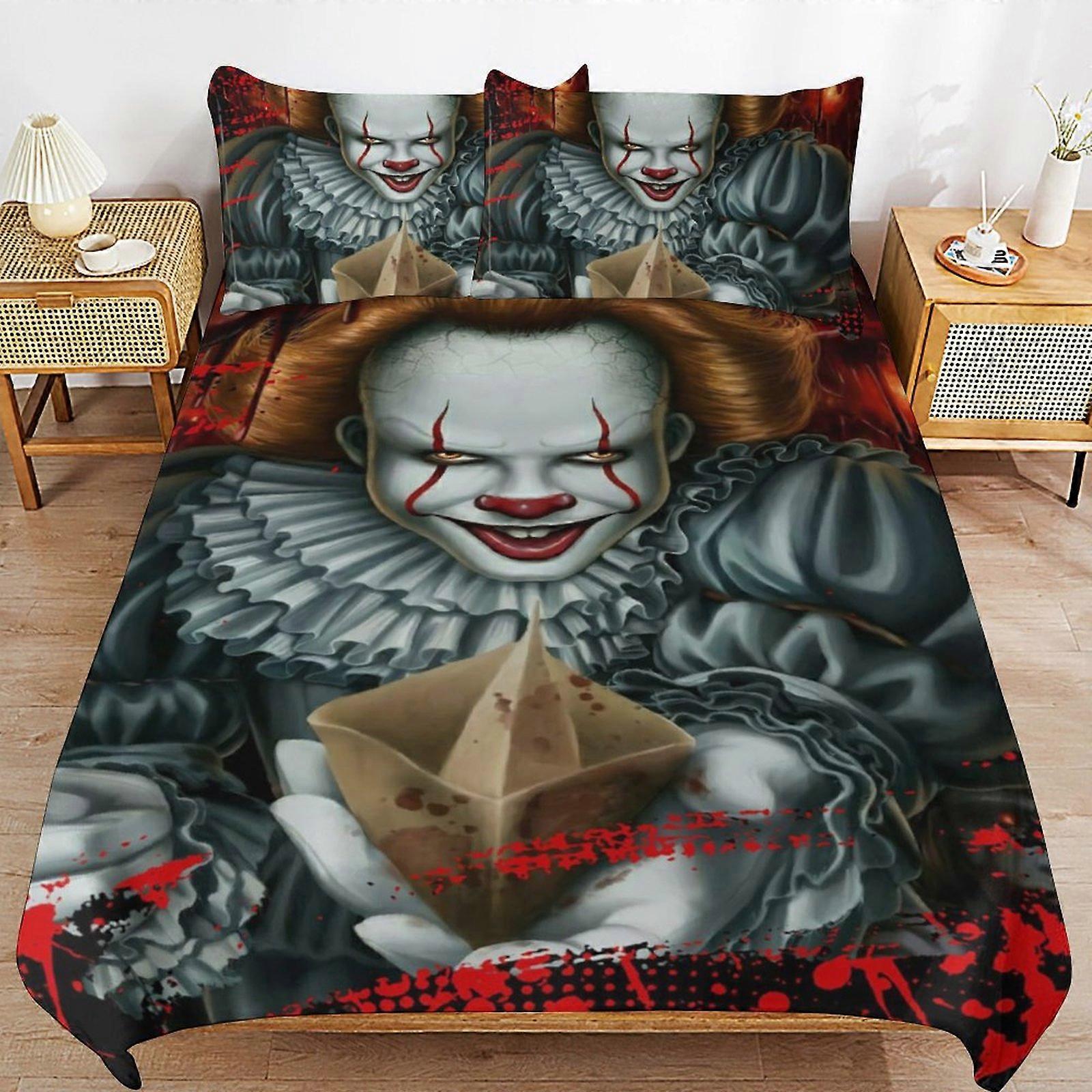 c488 Pennywise Conjunto de Cama Capa de Edredão Confortável e Leve Cartoon Bedding 3 Peça Conjunto de Cama Twin (1 Capa de Edredão e 2 Fronha) hn1071