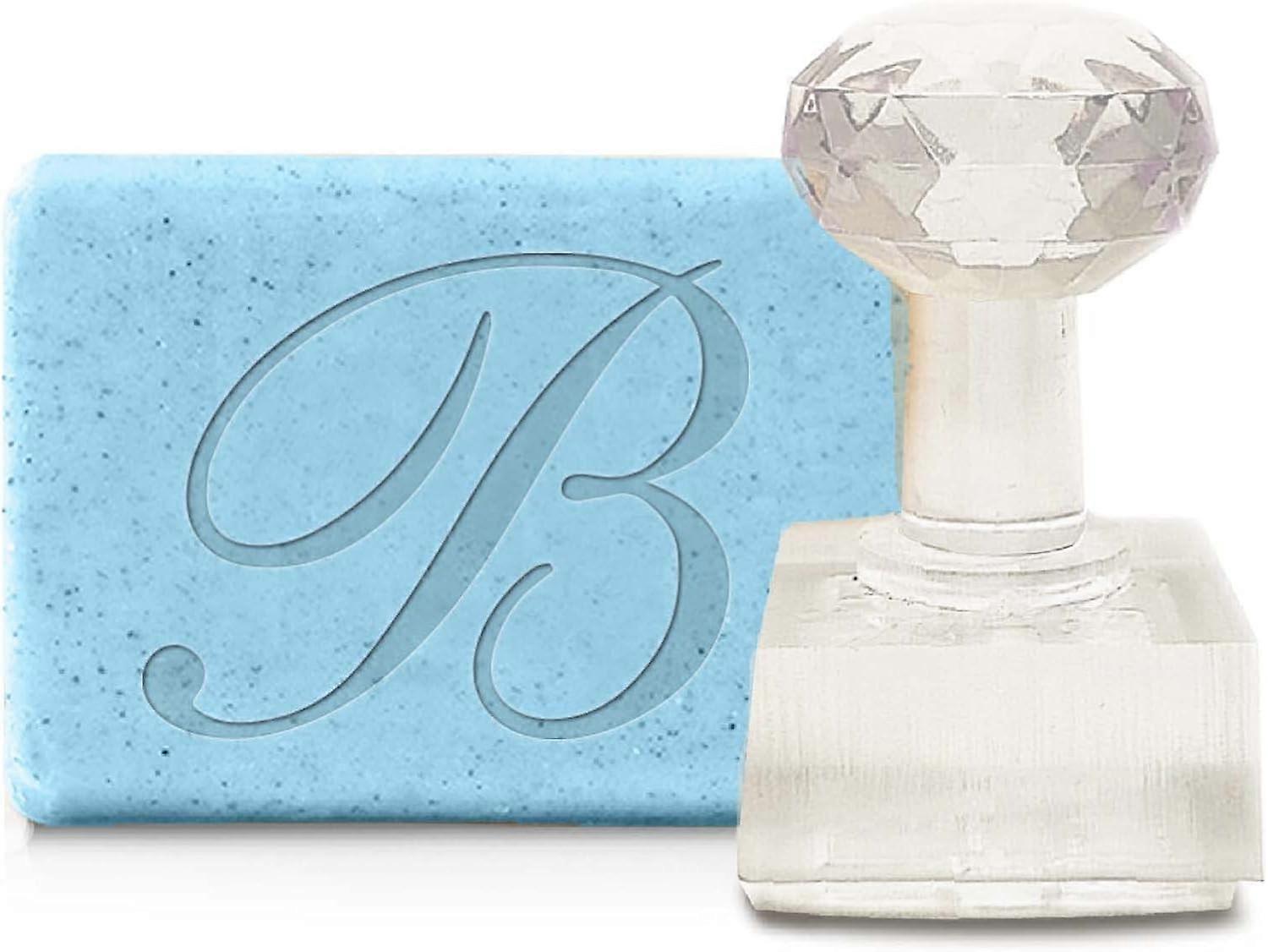 Handmade Soap Stamp Letter B DIY Acrylic Stamp Soap Letter Embossing Stamp Soap Chapter Imprint Stamp for Handmade Soap Cookie Clay Pottery Biscuits D