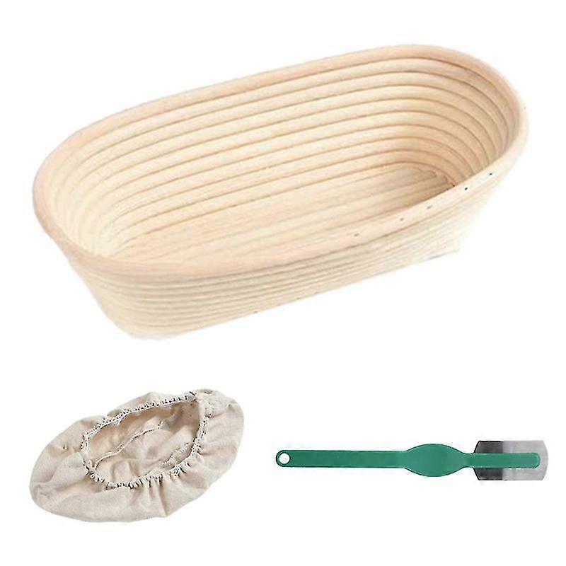 Oval Rattan Bread Proofing Dough Fermentation Basket With Cloth Cover Scraper