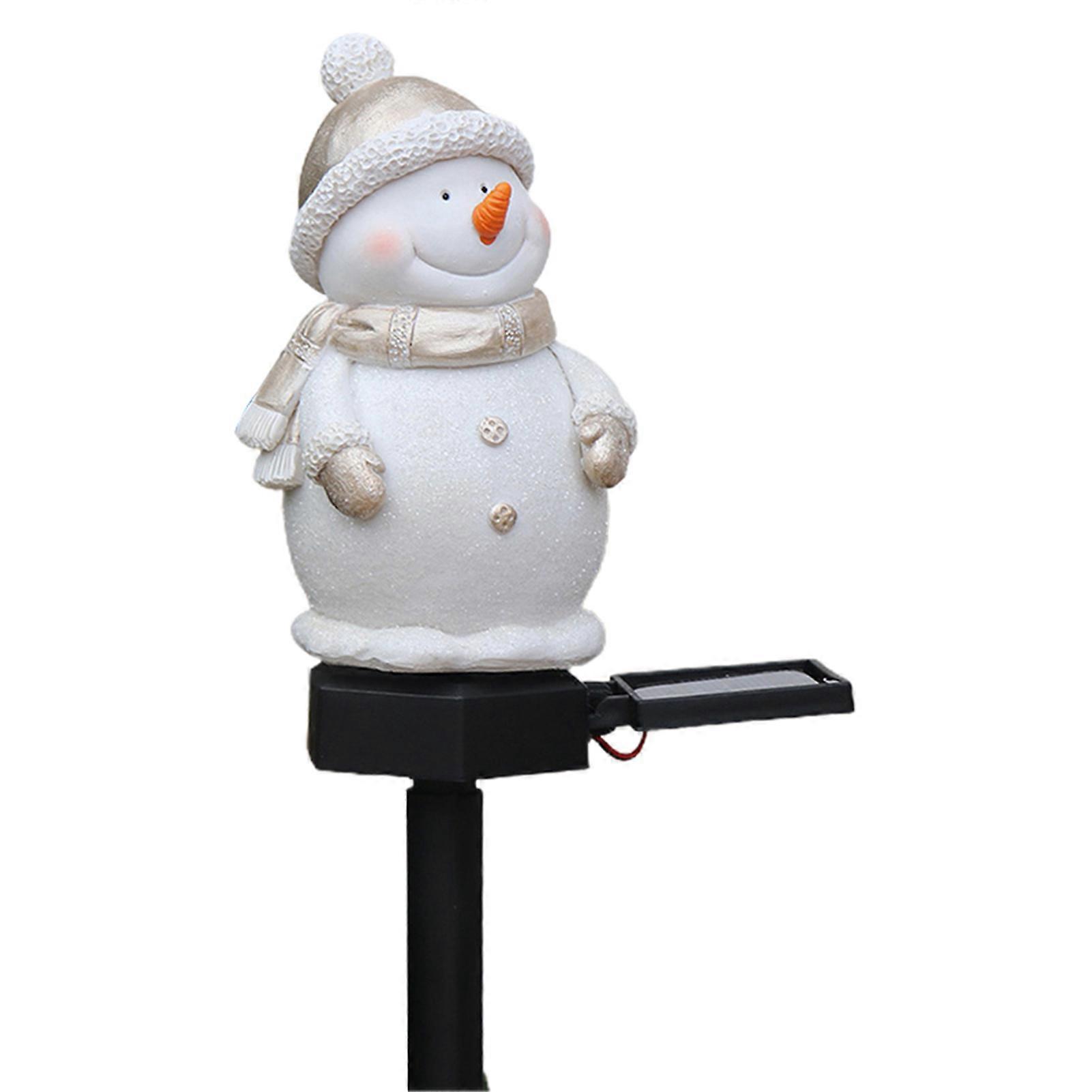 Solar Snowman LED Light Ornament Lovely Resin Lawn Lamp Creative