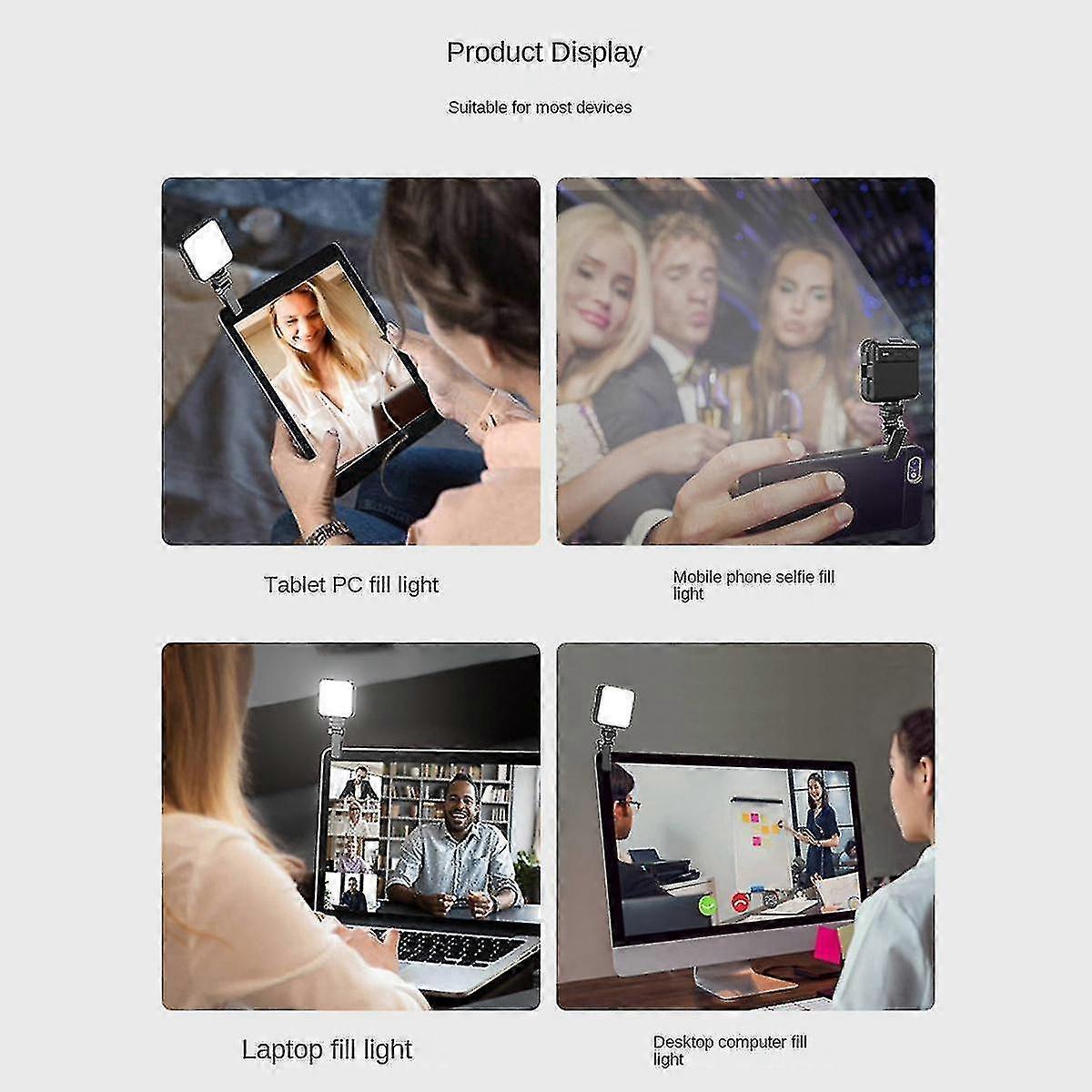 Fl02 Mini Camera Fill Light Led Live Selfie Light Mobile Phone Computer Fill Light Video Conference