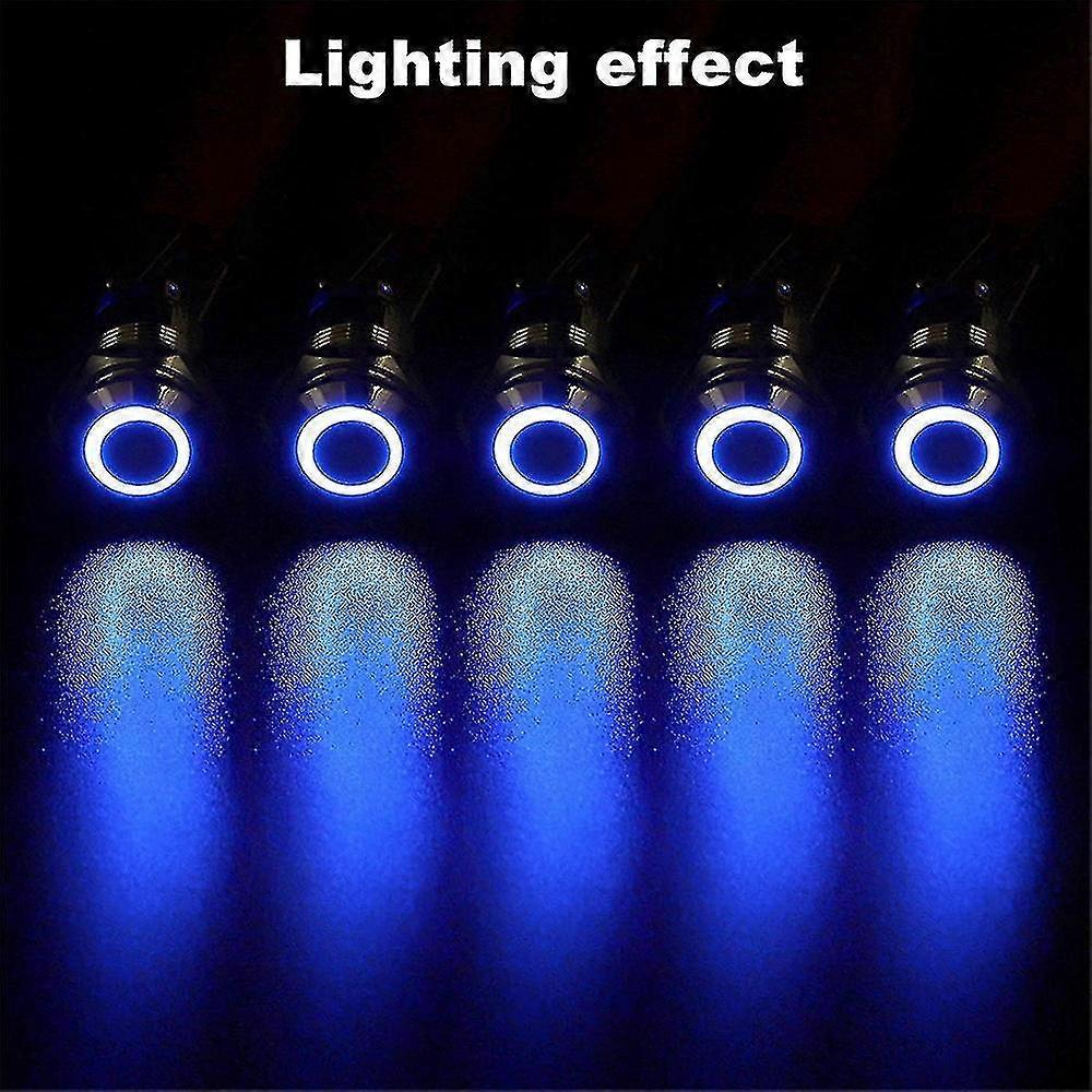 5pcs 12mm Latching Push Button Switch High Round Cap, Waterproof Metal Push Button Switch With 12v/ Hy