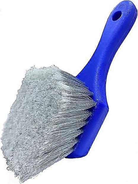 Wheel & Tire Brush for Car Rim, Soft Bristle Car Wash Brush, Cleans Tires & Releases Dirt and Road Grime, Short Handle Blue 21.5*11*5.5cm